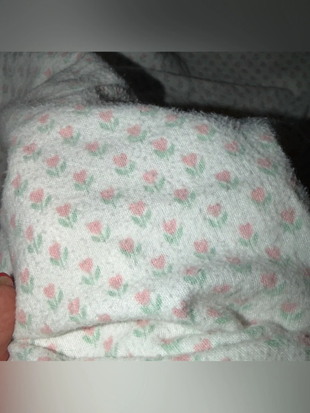 STEVENS FLANNEL FITTED sheet Full Size white pink HEARTS green Flower FLORAL USA